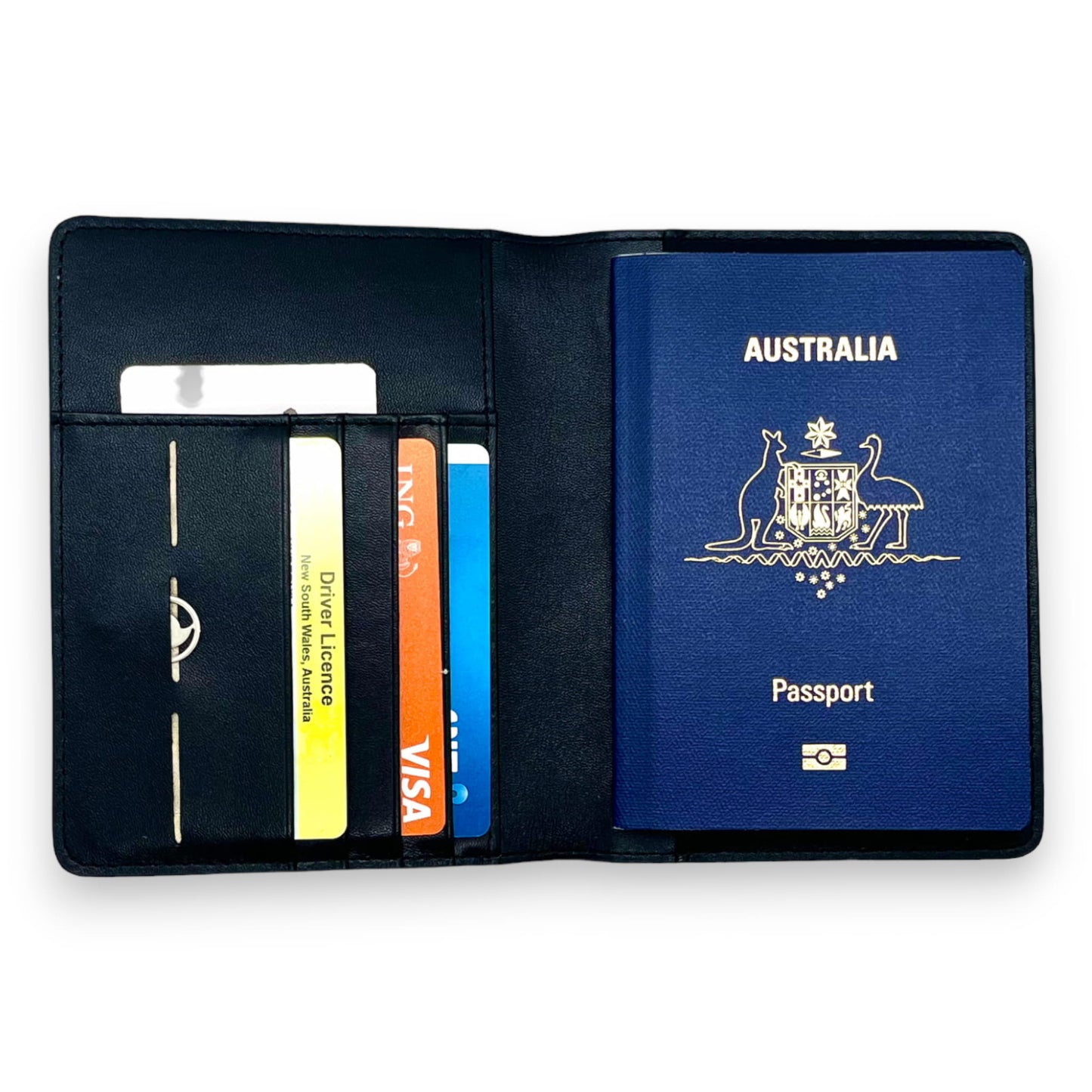 Carbon fibre look black passport holder