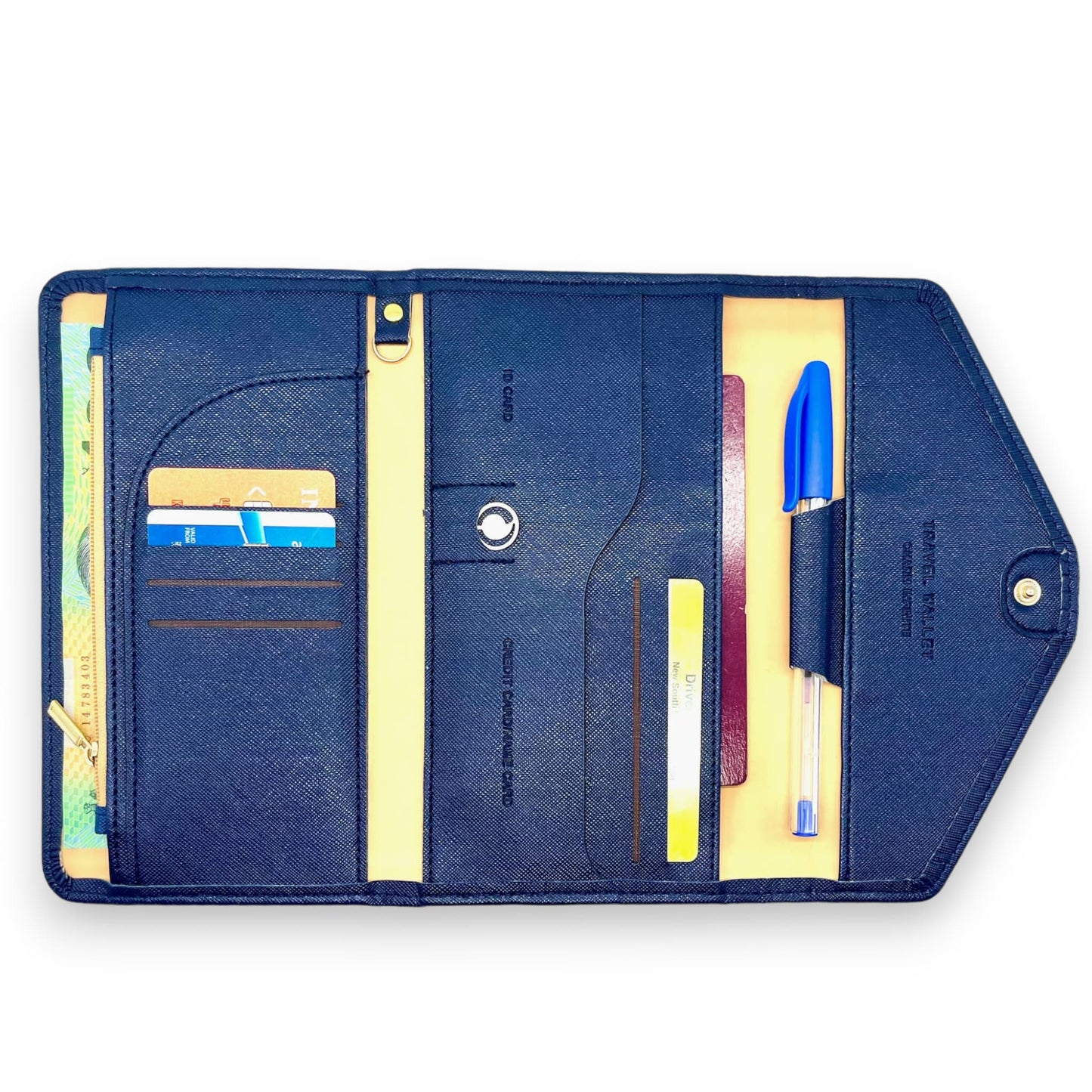 Travel wallet available in green and blue. Keep you passport, cards, money and more in when on the move