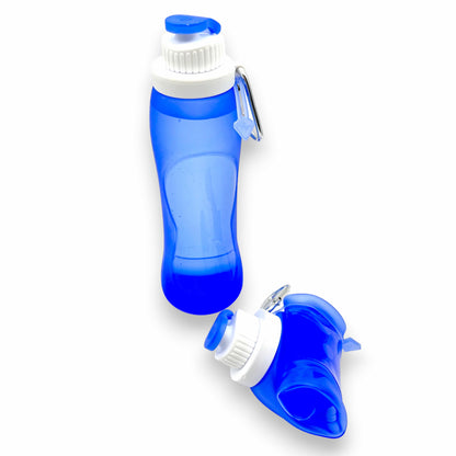 Flexible and space-saving food-safe silicone drinks bottle. Can be folded for compact storage. Suitable for temperatures ranging from -50 to 200 degrees Celsius.