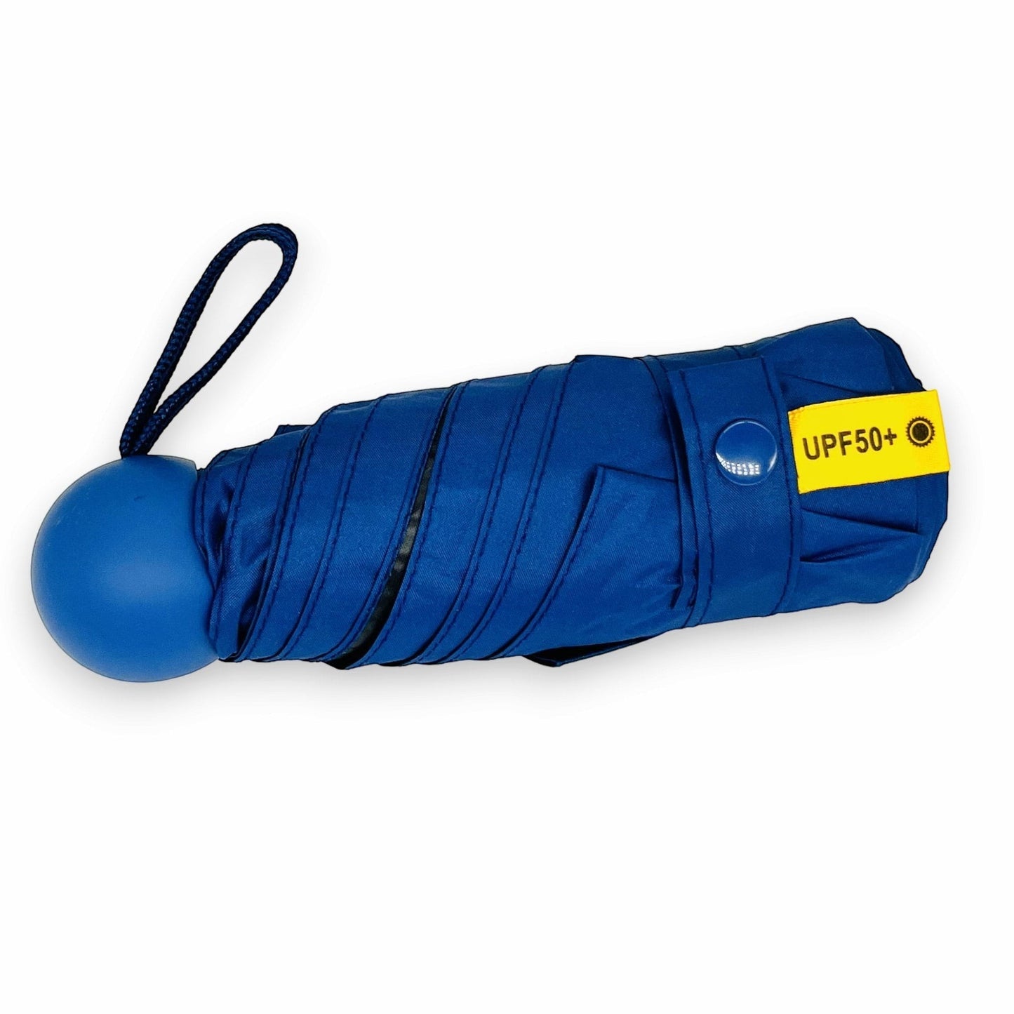 Pakabel blue compact umbrella with case, UV resistant material, 20cm folded, 90cm canopy.